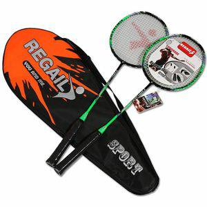 Rackets REGAIL 8019 2 PCS Carbon duurzaam badminton racket voor beginners (groen)